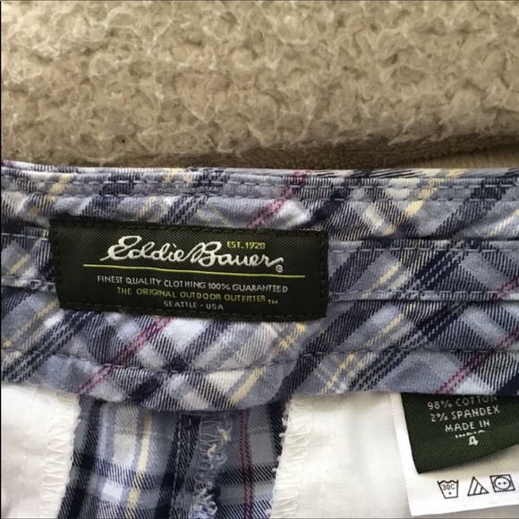 Eddie Bauer plaid Bermuda shorts size 4 multicolor blue plaid lots pocke… - Picture 5 of 5